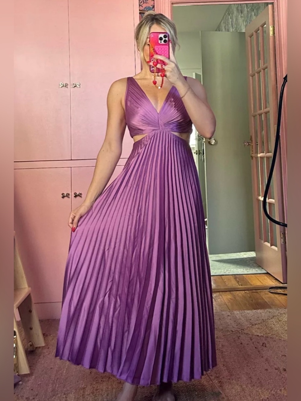 NWT Abercrombie & Fitch Size L Giselle Pleated Cutout Maxi Dress